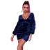 Chest-wrapped V-neck solid color velvet long-sleeved dress nihaostyles clothing wholesale NSWX84133