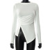 slit asymmetrical slim long-sleeved top nihaostyles clothing wholesale NSHLJ84223