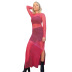 solid color round neck pullover long sleeve fishnet dress nihaostyles clothing wholesale NSMG84237
