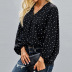 V-neck polka-dot loose lantern sleeve shirt nihaostyles clothing wholesale NSJR84246