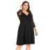 V-neck plus size pure color mesh stitching dress nihaostyles clothing wholesale NSJR84248