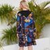 Plus Size Lace Stitching Print Mid-Length Loose Dress NSJR84255