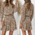 Leopard Printed Long Sleeve Elastic Dress NSJR84258