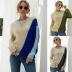 white and blue striped round neck long sleeve sweater nihaostyles clothing wholesale NSGYX84287