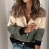 V-neck color matching button loose cardigan nihaostyles clothing wholesale NSGYX84289