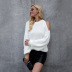 solid color lantern sleeves round neck white cotton pullover sweater nihaostyles clothing wholesale NSGYX84292
