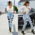 slim ripped stitching jeans nihaostyles clothing wholesale NSWL84314