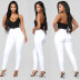 high stretch slim-fit solid color trousers nihaostyles clothing wholesale NSWL84315