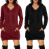  solid color long-sleeved hooded Mid-length dress nihaostyles wholesale clothing NSXMI84483