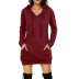  solid color long-sleeved hooded Mid-length dress nihaostyles wholesale clothing NSXMI84483