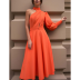 solid color high collar off-shoulder hollow long-sleeved slit dress nihaostyles wholesale clothing NSYIS85106