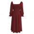 Flared Sleeve Long-Sleeved Pleated Dress NSMY84390