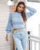lantern sleeve hollow cropped sweater nihaostyles clothing wholesale NSMY84393