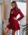 Solid Color High Neck Long Sleeve Pleated Dress NSMY84394