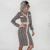 Houndstooth Contrast V-Neck Knitted Dress NSMY84398