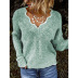 large size V-neck knitted solid color pullover sweater nihaostyles wholesale clothing NSGYX84431