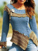 Retro Round Neck stitching Long-Sleeved Sweater nihaostyles wholesale clothing NSGYX84436