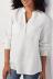 Plus size solid color v-neck long sleeve cotton and linen loose blouse NSGYX84450