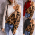 sexy irregular off-shoulder leopard stitching turtleneck knitted sweater nihaostyles wholesale clothing NSGYX84451