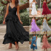 pure color V-neck stitching irregular dress nihaostyles clothing wholesale NSZH84494