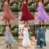 pure color V-neck stitching irregular dress nihaostyles clothing wholesale NSZH84494