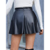 Falda plisada delgada de cintura alta de cuero Pu NSJM84512