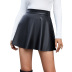 Pu Leather High Waist Slim Pleated Skirt NSJM84512