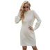 solid color long-sleeved knitted dress nihaostyles clothing wholesale NSJM84518