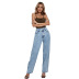 straight Loose High Waist jeans nihaostyles clothing wholesale NSJM84554