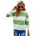long-sleeved round neck color-blocking sweater nihaostyles clothing wholesale NSJM84560