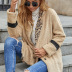 solid color leopard lapel plush long-sleeved woolen mid-length coat nihaostyles wholesale clothing NSDF84570