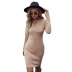 round neck hollow mid-length pit strip long-sleeved dress nihaostyles wholesale clothing NSDF84598