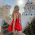 sexy deep v satin backless red sling dress nihaostyles wholesale clothing NSGHW84623