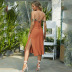 mid-length satin backless suspender slit dress nihaostyles wholesale clothing NSGHW84624