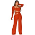solid color square neck exposed waist hollow jumpsuit NSMYF84713