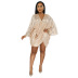 Sexy v-neck Irregular long-sleeved Sequin Dress  nihaostyles wholesale clothing NSCYF84783