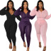 plus size tight-fitting solid color two-piece lounge set nihaostyles clothing wholesale NSFNN84851
