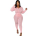 plus size tight-fitting solid color two-piece lounge set nihaostyles clothing wholesale NSFNN84851