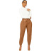 solid color PU leather casual pants nihaostyles clothing wholesale NSFNN84857