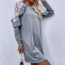 gray lace stitching petal sleeve dress nihaostyles wholesale clothing NSDF84888