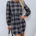casual loose long-sleeved plaid dress nihaostyles wholesale clothing NSDF84897