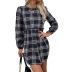 casual loose long-sleeved plaid dress nihaostyles wholesale clothing NSDF84897