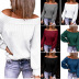 solid color off-shoulder long-sleeved Knitted Sweater nihaostyles wholesale clothing NSGYX84904