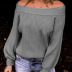 solid color off-shoulder long-sleeved Knitted Sweater nihaostyles wholesale clothing NSGYX84904