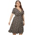 large size v-neck short-sleeved lace-up floral dress nihaostyles wholesale clothing NSJR84919
