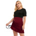 plus size round neck short-sleeved drawstring pleated package hip dress nihaostyles wholesale clothing NSJR84922