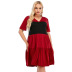 summer plus size v-neck short-sleeved stitching loose short dress nihaostyles wholesale clothing NSJR84923