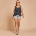 Plus Size Ruffled Striped Wrapped Chest Camisole NSJR84925