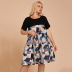 Plus size round neck chiffon stitching print dress nihaostyles wholesale clothing NSJR84928
