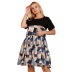 Plus size round neck chiffon stitching print dress nihaostyles wholesale clothing NSJR84928